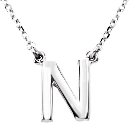14K Gold Initial Necklace - White Gold