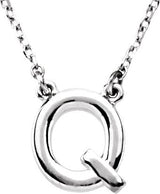 14K Gold Initial Q Necklace - White Gold