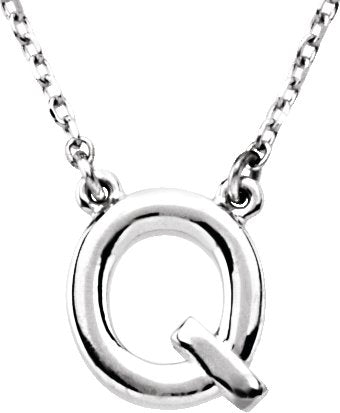14K Gold Initial Q Necklace - White Gold