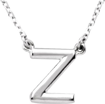 14K Gold Initial Z Necklace - White Gold
