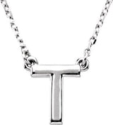 14K Gold Initial T Necklace - White Gold