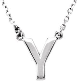 14K Gold Initial Y Necklace - White Gold