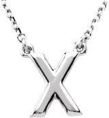 14K Gold Initial X Necklace - White Gold
