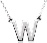 14K Gold Initial W Necklace - White Gold