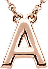 14K Gold Initial A Necklace - Rose Gold