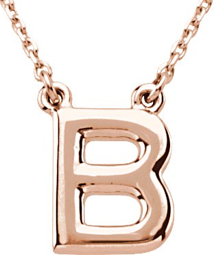 14K Gold Initial B Necklace - Rose Gold