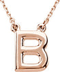 14K Gold Initial B Necklace - Rose Gold