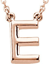 14K Gold Initial E Necklace - Rose Gold