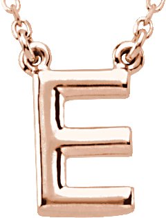 14K Gold Initial E Necklace - Rose Gold