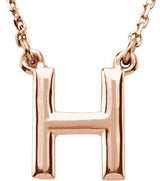 14K Gold Initial H Necklace - Rose Gold
