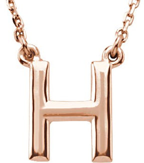 14K Gold Initial H Necklace - Rose Gold