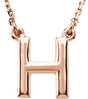 14K Gold Initial H Necklace - Rose Gold