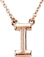 14K Gold Initial I Necklace - Rose Gold