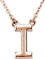 14K Gold Initial I Necklace - Rose Gold