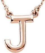 14K Gold Initial J Necklace - Rose Gold