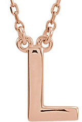 14K Gold Initial L Necklace - Rose Gold