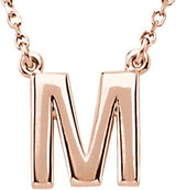 14K Gold Initial M Necklace - Rose Gold
