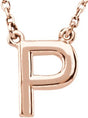 14K Gold Initial P Necklace - Rose Gold