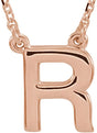 14K Gold Initial R Necklace - Rose Gold