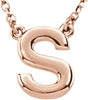 14K Gold Initial S Necklace - Rose Gold