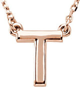 14K Gold Initial T Necklace - Rose Gold