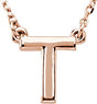 14K Gold Initial T Necklace - Rose Gold