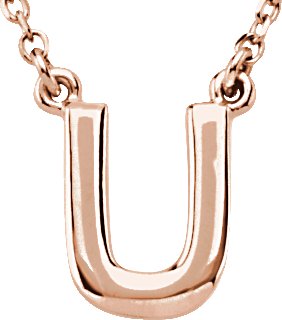 14K Gold Initial U Necklace - Rose Gold