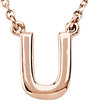 14K Gold Initial U Necklace - Rose Gold