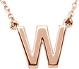 14K Gold Initial W Necklace - Rose Gold