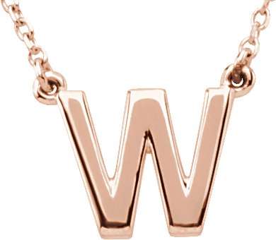 14K Gold Initial W Necklace - Rose Gold