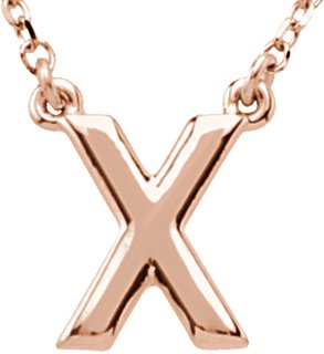 14K Gold Initial X Necklace - Rose Gold