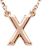 14K Gold Initial X Necklace - Rose Gold