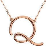 14K Gold Initial Q Script Necklace – 20.9x16.6mm - Rose Gold