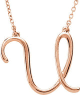 14K Gold Initial U Script Necklace – 17.8x17.6mm - Rose Gold