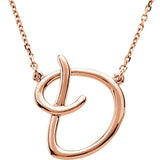 14K Gold Initial D Script Necklace – 17.7x15.9mm - Rose Gold