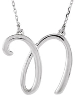 14K Gold Script Initial Necklace – 19x17.1mm - White Gold