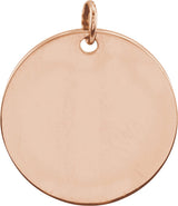 14K Gold Be Posh Engravable Disc Pendant - Rose Gold