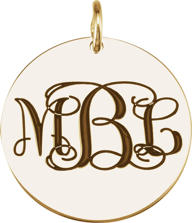 14K Gold Be Posh Engravable Disc Pendant - Yellow Gold - view 4