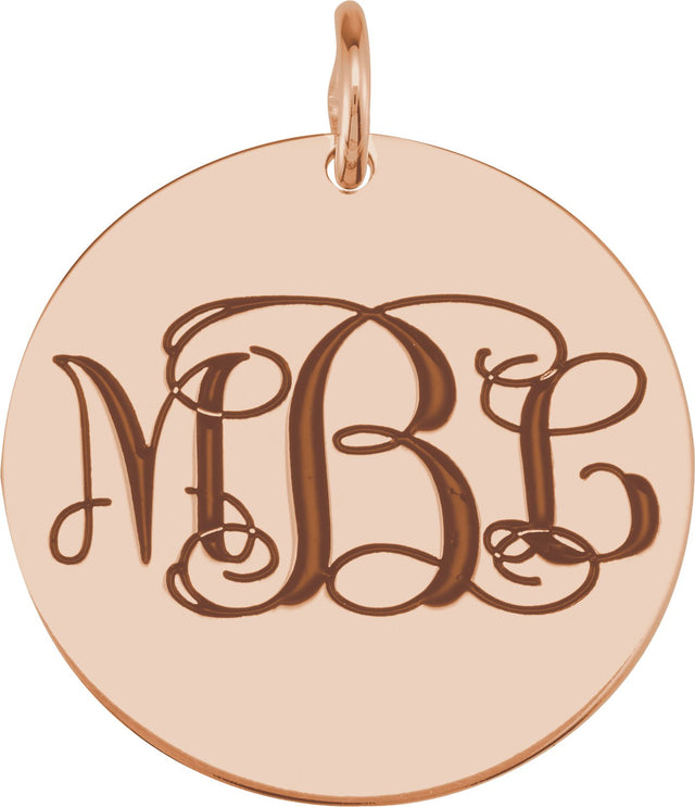 14K Gold Be Posh Engravable Disc Pendant - Rose Gold - view 4