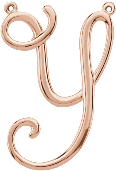 18K Gold Initial Y Script Necklace - Rose Gold