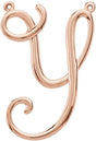18K Gold Initial Y Script Necklace - Rose Gold