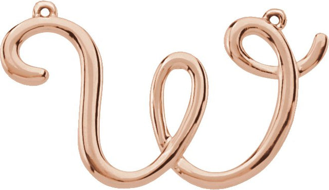 18K Gold Initial W Script Necklace - Rose Gold