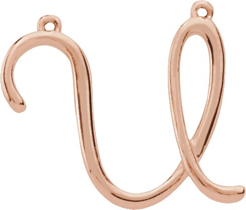 10K Gold Initial U Script Necklace - Rose Gold