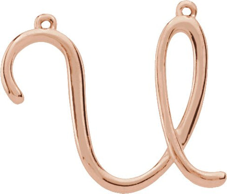 14K Gold Initial U Script Necklace - Rose Gold