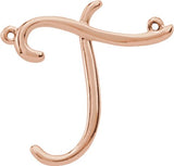 18K Gold Initial T Script Necklace - Rose Gold