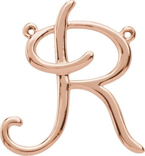 10K Gold Initial R Script Necklace - Rose Gold