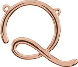 18K Gold Initial Q Script Necklace - Rose Gold