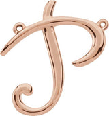 10K Gold Initial P Script Necklace - Rose Gold