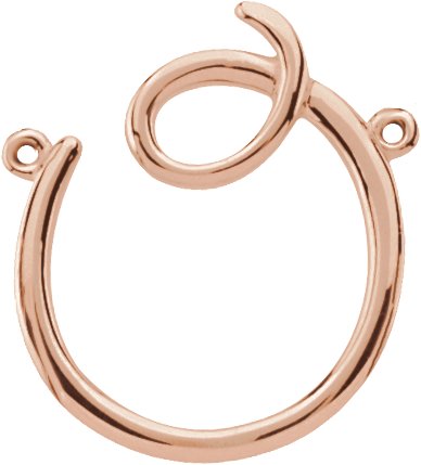 10K Gold Initial O Script Necklace - Rose Gold