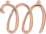 10K Gold Initial M Script Necklace - Rose Gold